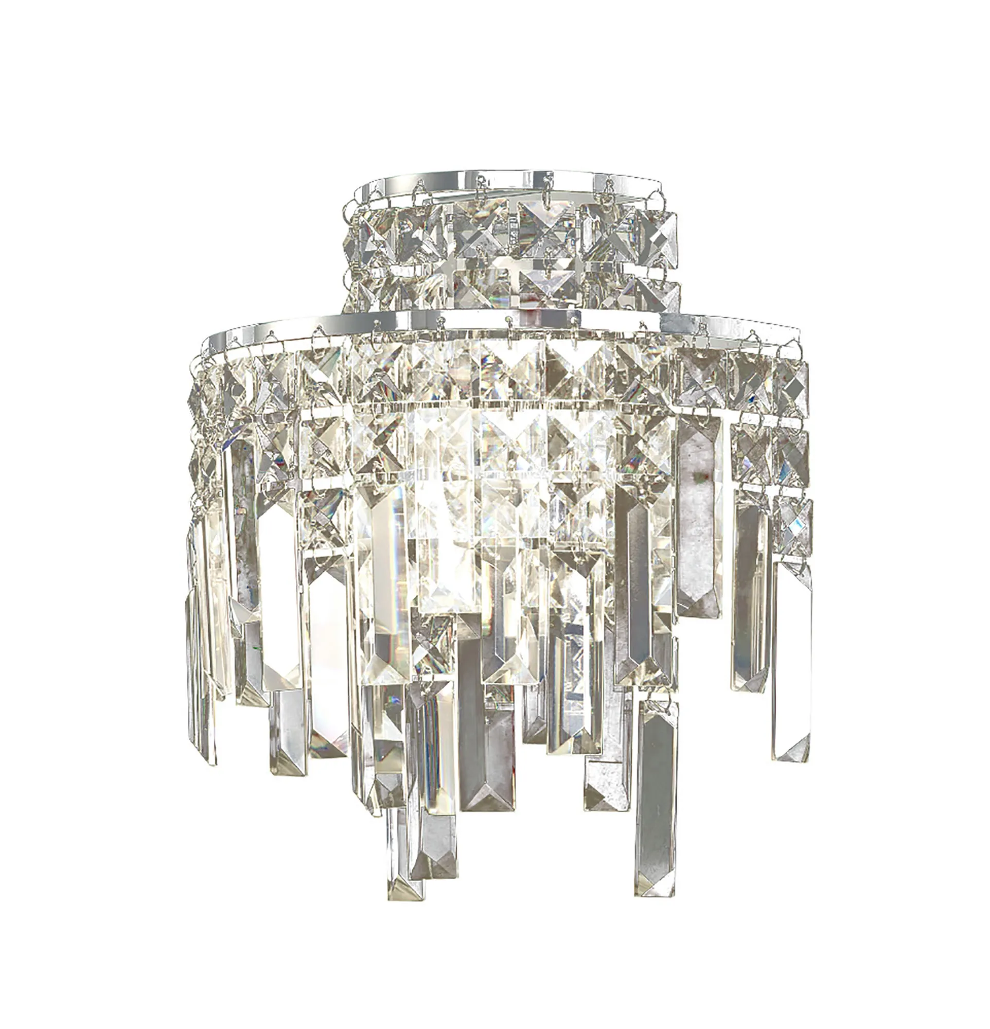 Maddison Polished Chrome Crystal Wall Lights Diyas Flush Crystal Wall Lights